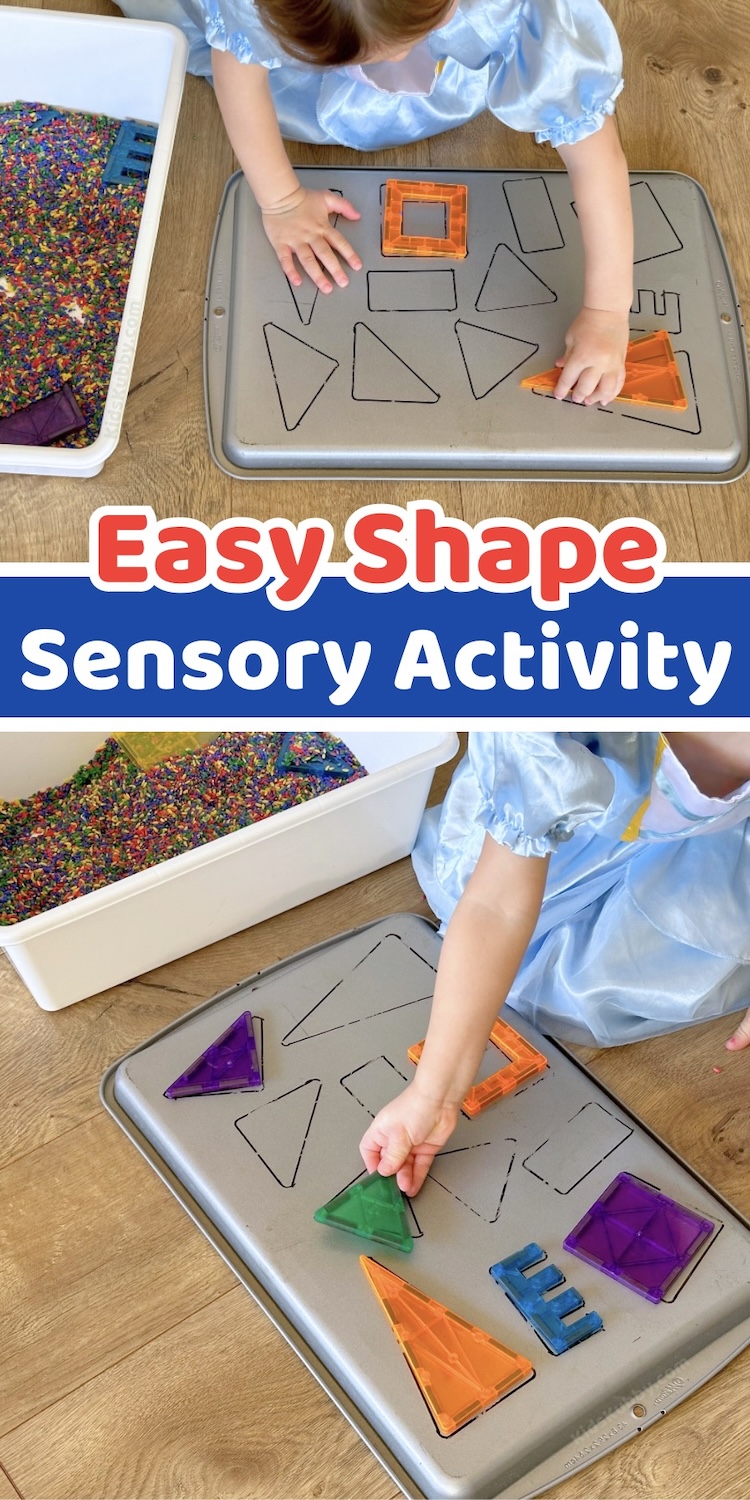 Are you looking for a fun way to teach young kids about shapes? This easy to make shape matching game is both fun and educational. Using cheap supplies you probably already have at home you can create this magnetic shape sensory activity in less then 5 minutes! Who doesn't love a low prep activity for kids. 