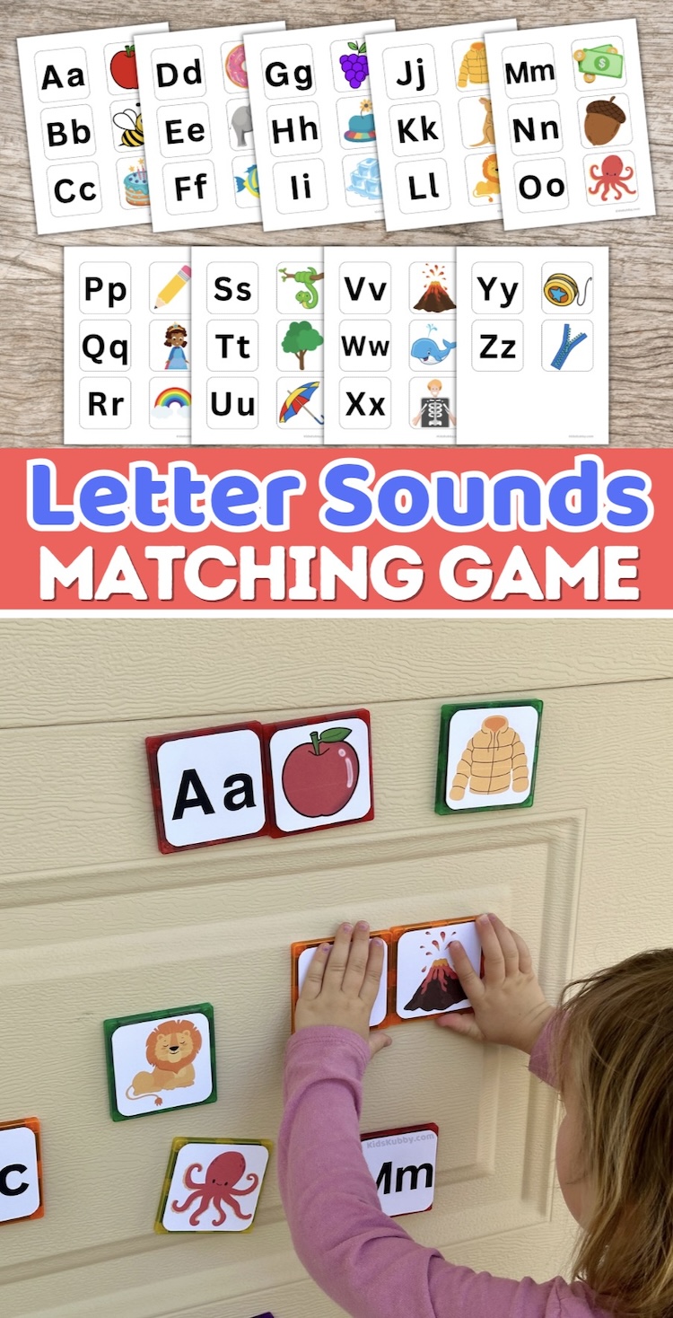 easy letter and word matching game that teaches kids to identify the initial sound in each work. Awesome way for kids to begin to read. 