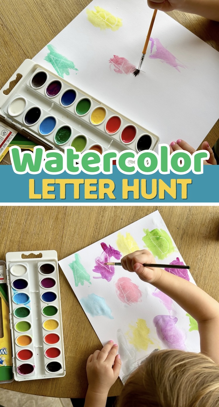 easy, fast, and fun painting activity for kids using just watercolors and a white crayon. This crayon resist art project is perfect for little learners working on letter identification. What a fun way to learn the alphabet!
