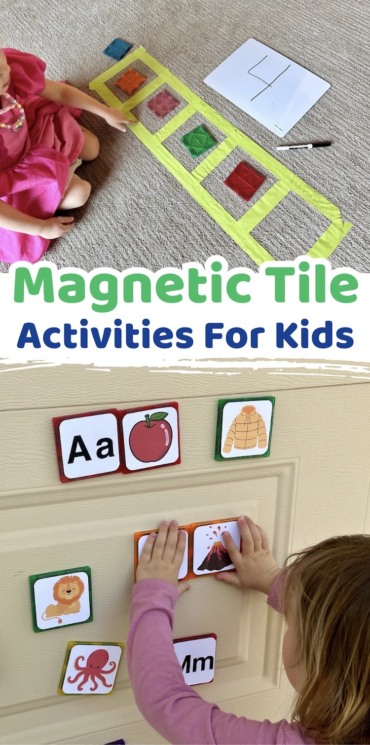 Are you looking for fun ways to teach preschoolers reading, matching, and counting skills? Here is a list of 5 fun and easy to make learning activities using magna-tiles. The best tools for learning at home. 