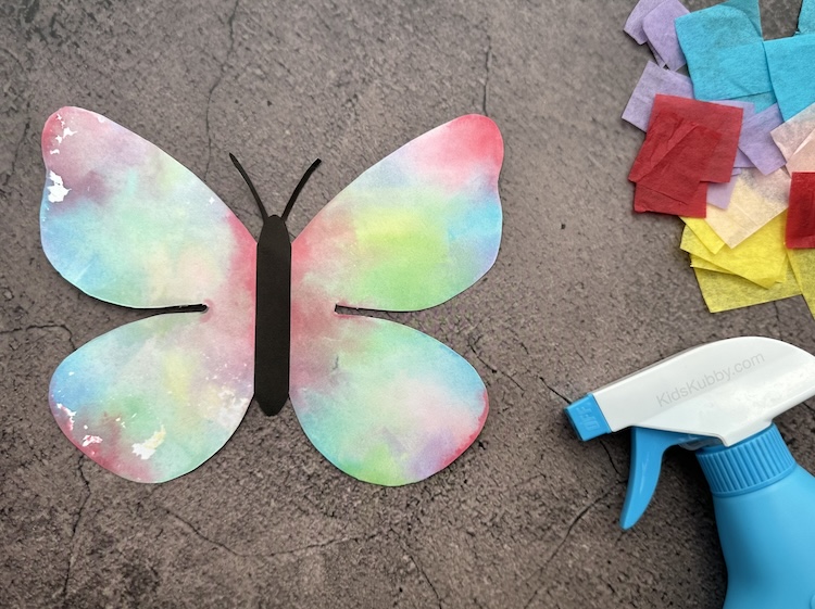 Check out the gorgeous color transfer buttery art project. Grab the free butterfly outline printable today and make tissue paper painted butterflies with your kids!