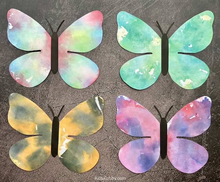 Looking for a fun and simple butterfly craft for kids? You must try these painted butterflies using craft tissue paper. A fun and cheap craft idea for kids. Make these at home or at school for the best butterfly art project ever!