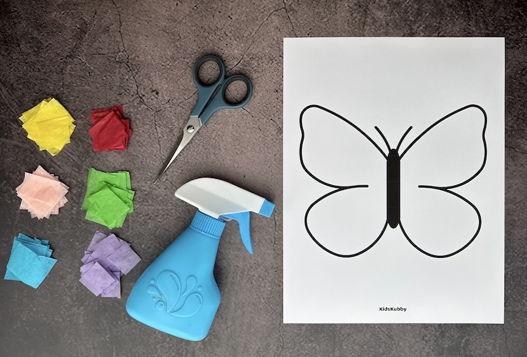 Are you looking for a fun butterfly craft for kids? Try making painted butterflies with tissue paper. With special craft tissue paper you can use water to transfer the colors to a white sheet of paper. Painting with tissue paper is so fun for kids. 