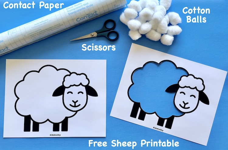 Check out this easy tutorial on how to make contact paper sheep. using just contact paper, cotton balls, and our free sheep printout, your kids can create fully sheep that pair perfectly with a farm studies unit at school!