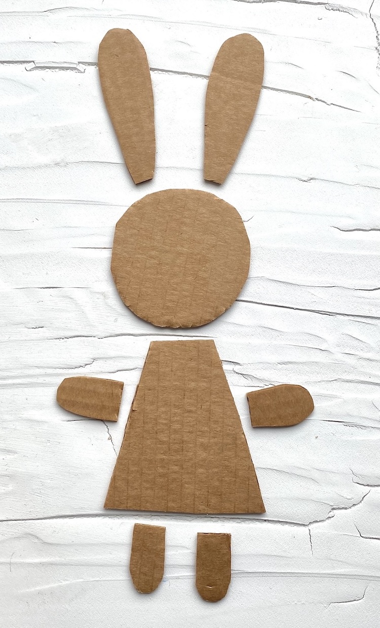 cardboard cut-outs to make an adorable bunny craft with step by step instructions. 