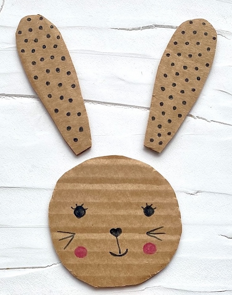 cute bunny face and ears for making a kids craft. 