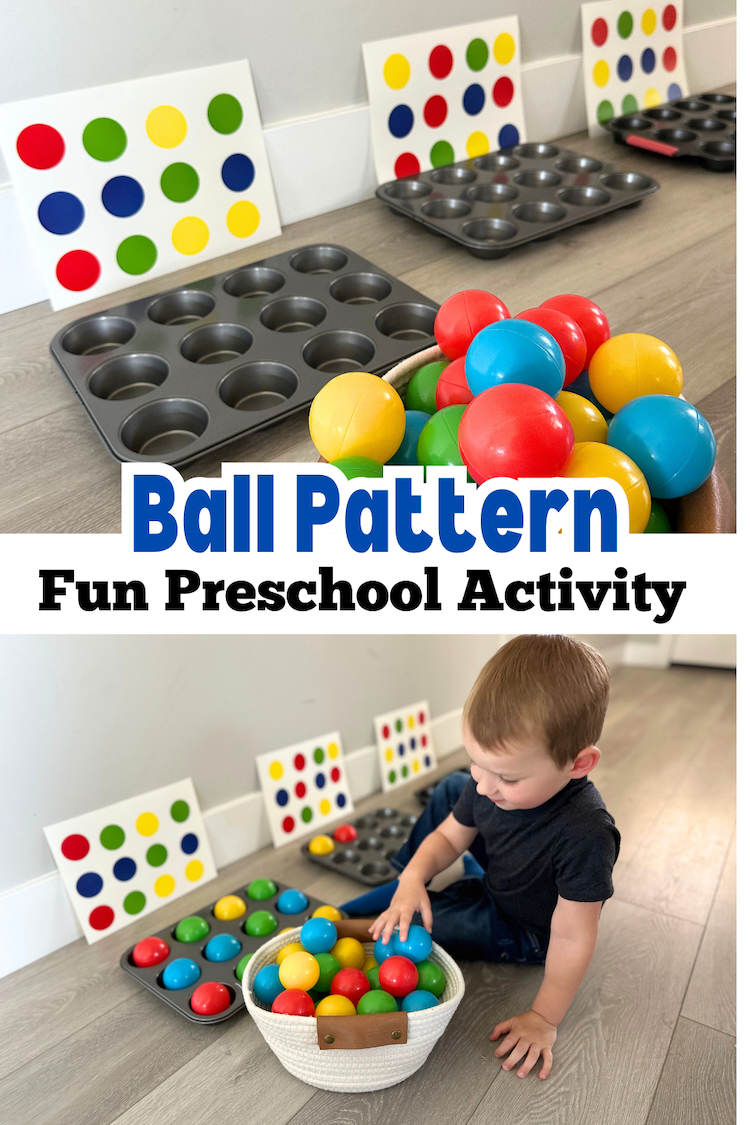 Check out this easy game for toddlers and preschoolers that takes 5 minutes to set up. This easy pattern game is fun for young kids and teaches a critical skill needed for kindergarten. 