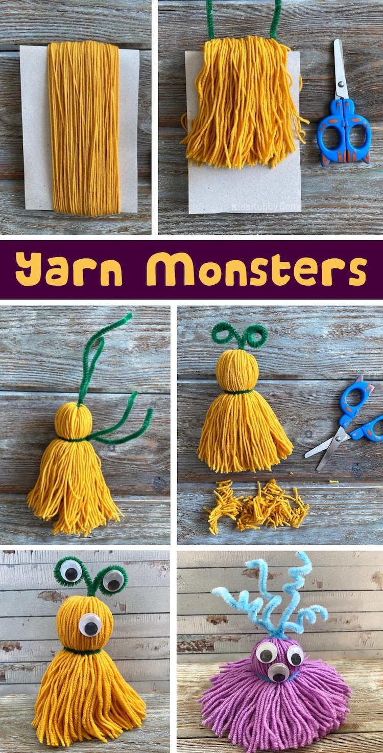 How to make the cutest yarn monsters with a simple step by step tutorial and photos. A super cute project to make at home when bored!