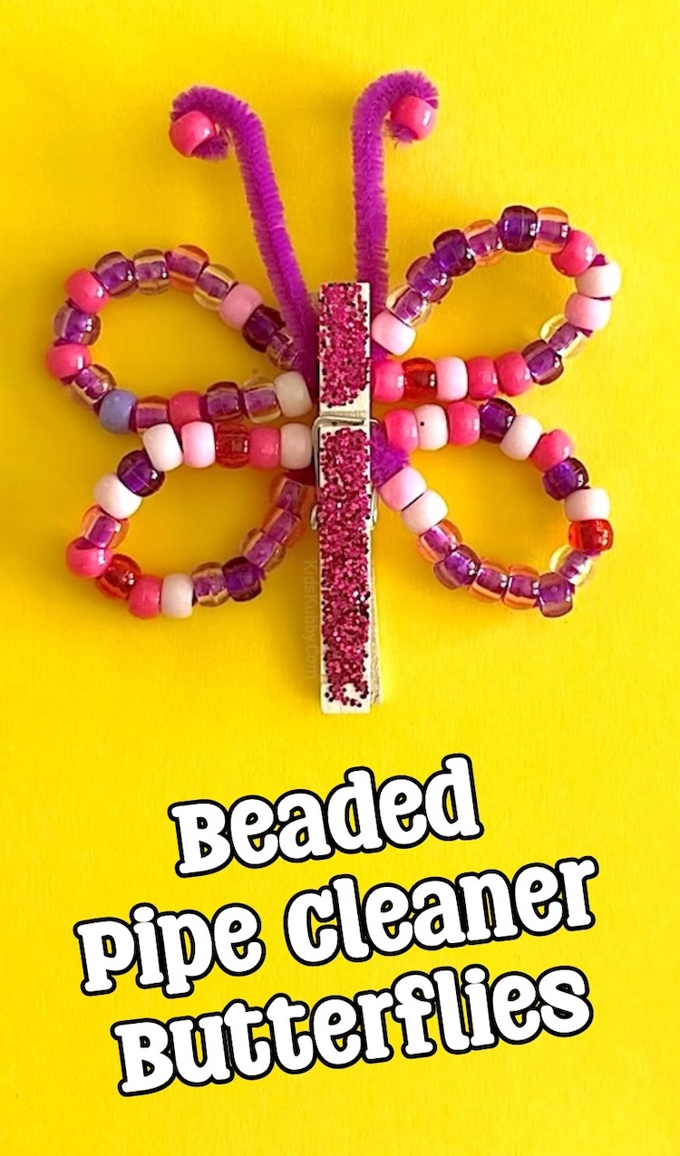 Are you looking for easy crafts to make with your kids? These pipe cleaner butterflies are simple to make with large plastic pony beads! A fun project for kids of all ages including preschool, elementary age, and even teenagers. 
