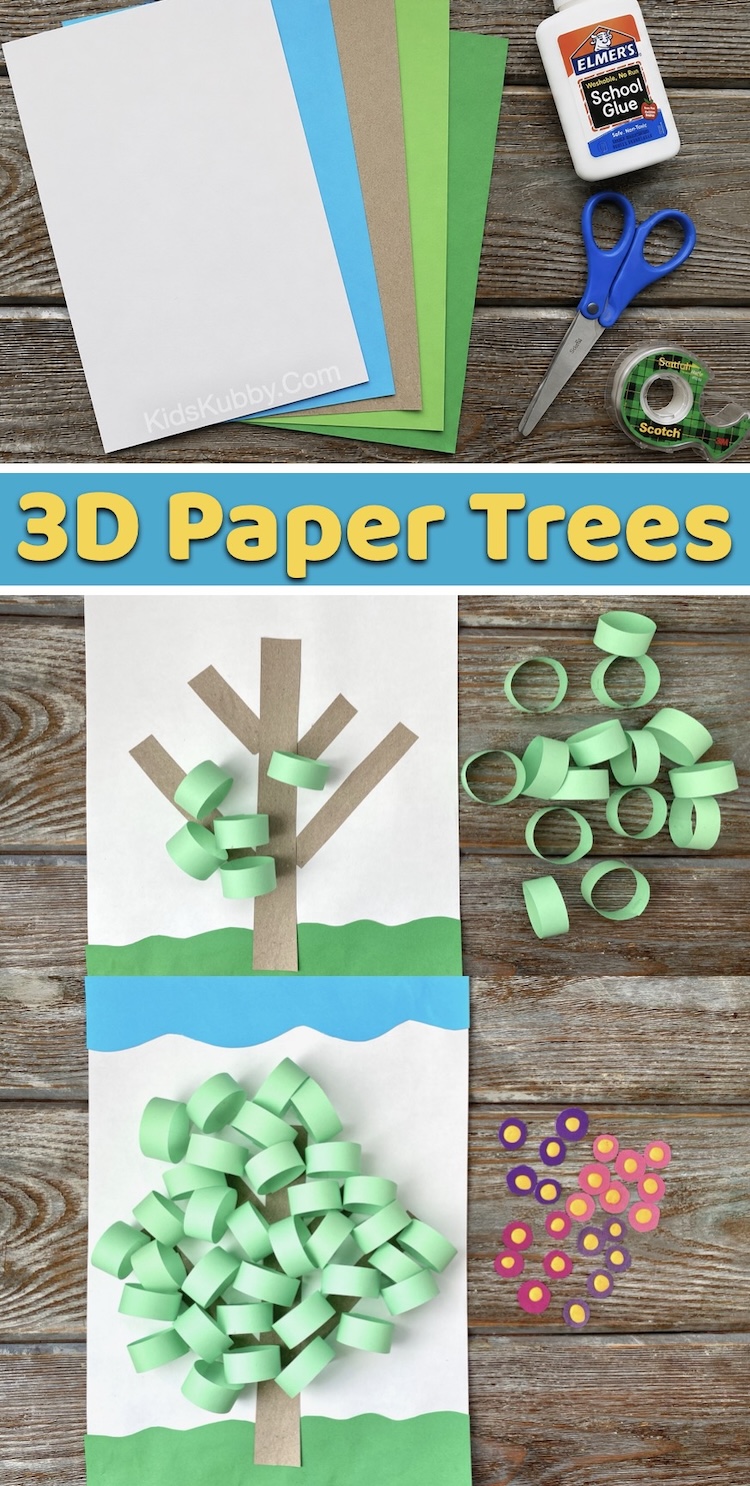 Step By Step Instructions: How to make the coolest 3D construction paper trees! A fun and cheap paper craft for preschool and elementary age kids.