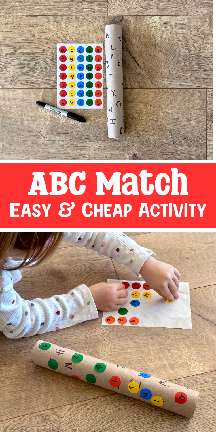 If you're looking for a fun way to help kids with upper and lower case letter identification then this activity is for you. ABC match using an empty paper roll is a quick and cheap game for kids that not only helps with letter recognition but also fine motor skills.