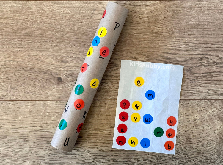 A preschool activity that promotes letter recognition and  fine motor skills. 