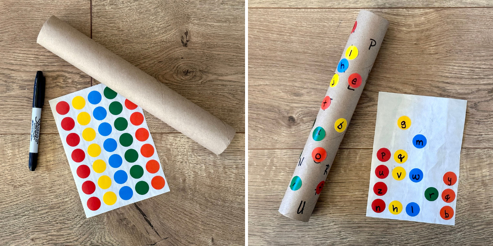 easy letter recognition activity made with recycled supplies