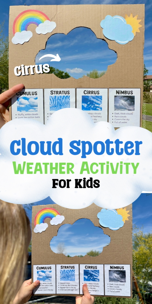 Creative cloud watching activity for kids, a simple outdoor project to spark curiosity by spotting and naming clouds, perfect for nature-loving families.