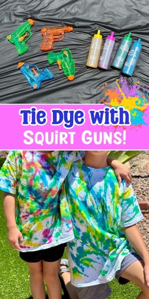 Transform plain shirts into colorful masterpieces with water gun tie dye! Ideal for kids and families, this messy, outdoor craft is a summer must-try.