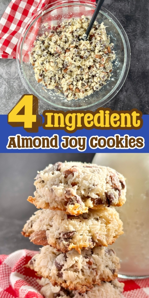 Whip up these One-Bowl Almond Joy Cookies with minimal mess! Chocolate, coconut, and almonds combine for a delicious treat. The perfect recipe to make with kids.