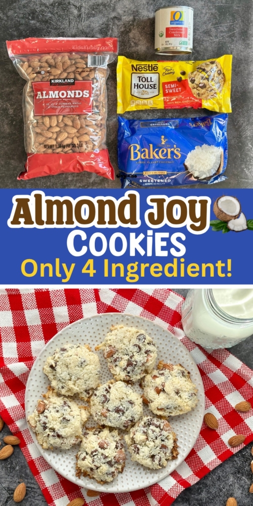 These Soft Almond Joy Cookies are bursting with chocolate, coconut, and almonds for a melt-in-your-mouth treat. Perfect for cookie lovers!