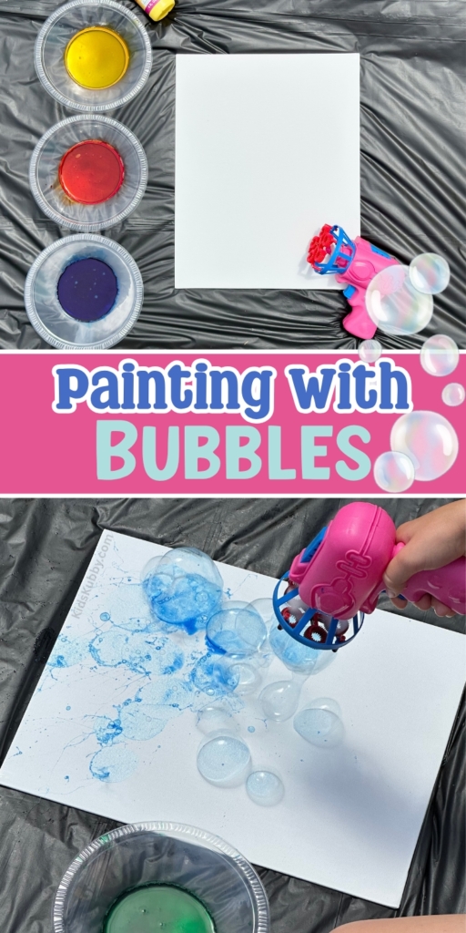 Create Bubble Paintings with Kids! This fun, messy craft uses bubbles to make stunning art. Ideal for summer camps or family craft days. Pin it!