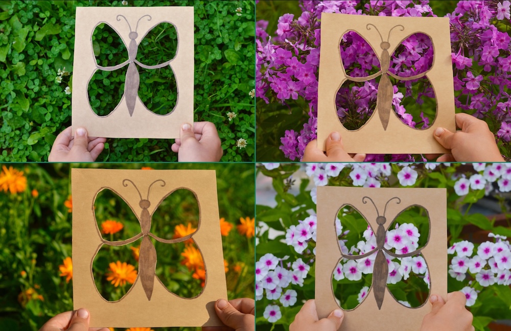 How to make cute butterfly nature cutouts for kids. Easy outdoor entertainment.