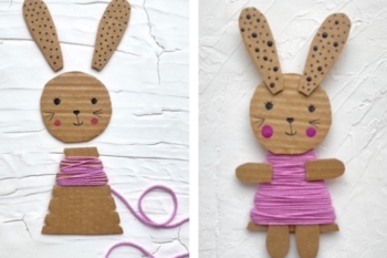 Check out these cute cardboard bunnies made with recycled materials. The perfect craft for young kids.