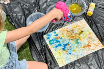 Teach kids how to paint with bubbles to create unique and beautiful works of art.