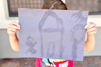 Painting with sunscreen is a fun STEM activity for kids.