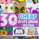 How to keep kids entertained on a budget with fun and easy craft ideas. This list is the perfect activity cheat sheet for busy parents.
