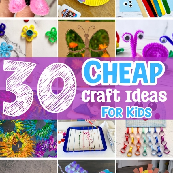 How to keep kids entertained on a budget with fun and easy craft ideas. This list is the perfect activity cheat sheet for busy parents.