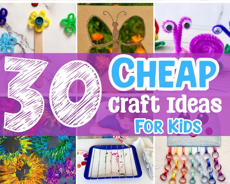 How to keep kids entertained on a budget with fun and easy craft ideas. This list is the perfect activity cheat sheet for busy parents.
