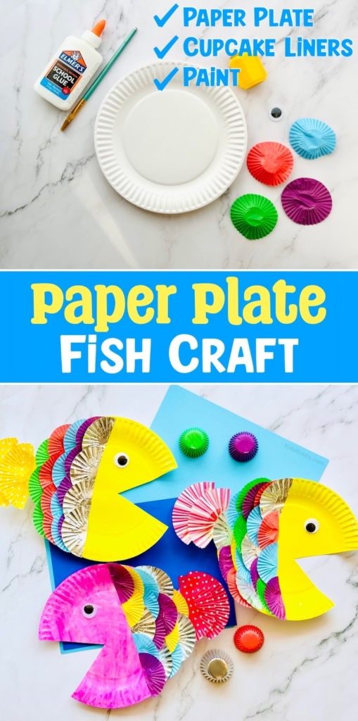 Create the cutest paper plate fish with just a few cheap supplies. Your kids will love making these colorful, shiny fish. 