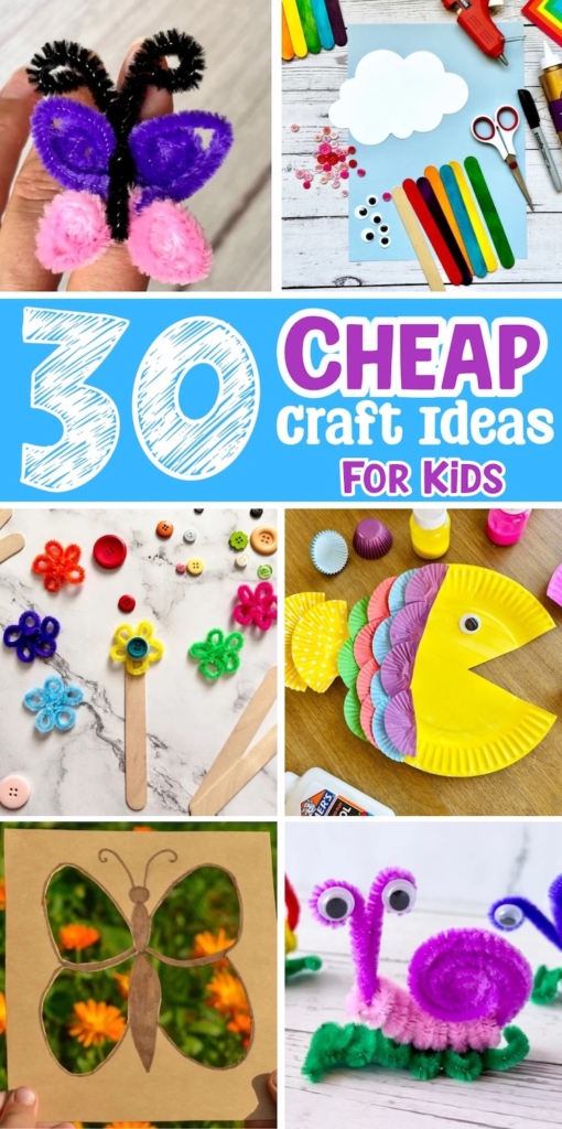 This list of simple and cheap crafts are the perfect solution to your bored kids. Try one a day for a month and see how crafty your kids really are.