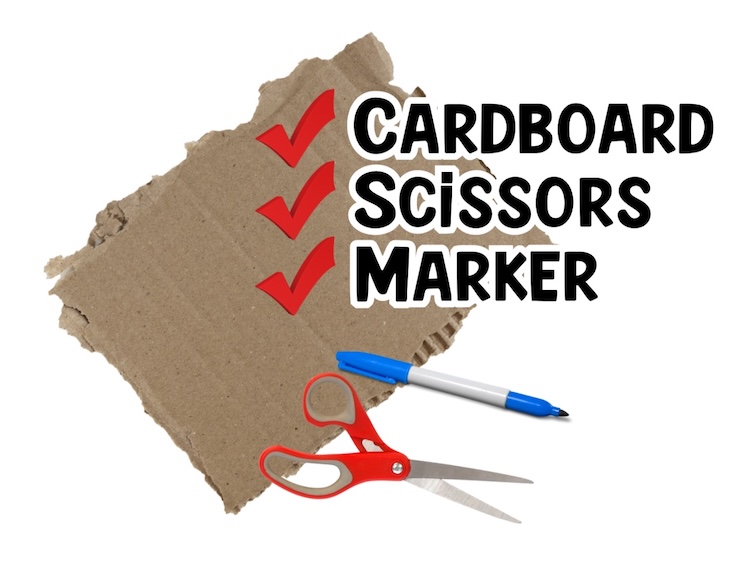 materials needed to make cardboard butterfly cutouts for nature exploration with kids. 