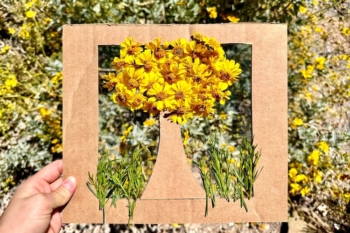 Flower boards are a fun and easy way to get kids outdoors and into nature. Grab a cardboard box add some clear tape and let your kiddos create pretty flower trees.
