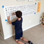 A full body learning activity for kids with a Halloween theme. Giant Halloween word search is not only easy to make but so fun for older kids.