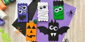 These easy Halloween popsicle stick crafts for kids are so fun to make with cheap craft supplies you have around your house!