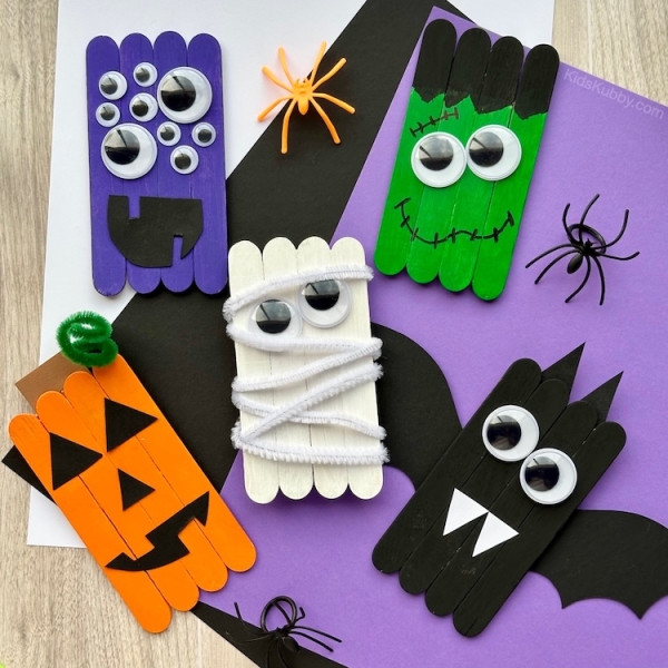 Are you looking for a fun Halloween craft for kids? Look no further. This easy popsicle stick Halloween craft is the best budget friendly craft for kids ever! Make a spooky mummy, Frankenstein, or a vampire bat. Easy and cheap craft for kids