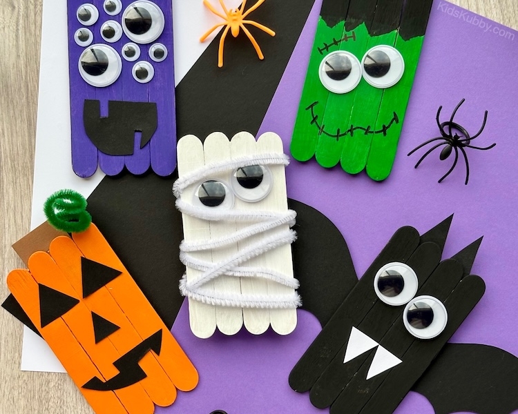 Are you looking for a fun Halloween craft for kids? Look no further. This easy popsicle stick Halloween craft is the best budget friendly craft for kids ever! Make a spooky mummy, Frankenstein, or a vampire bat. Easy and cheap craft for kids
