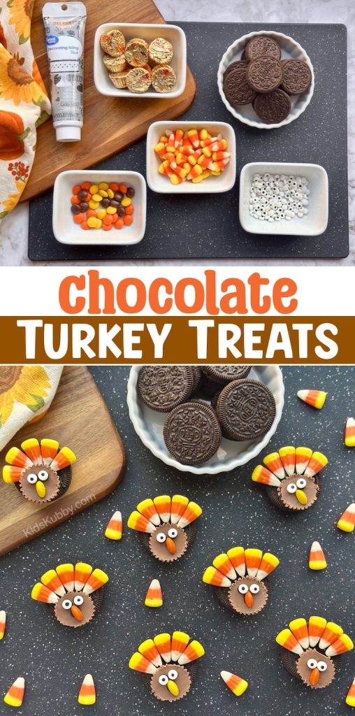Get festive with these super cute Oreo Turkey Treats for Thanksgiving! With candy corn feathers and a peanut butter cup body, these no-bake goodies are perfect for kids’ activities or holiday gatherings.