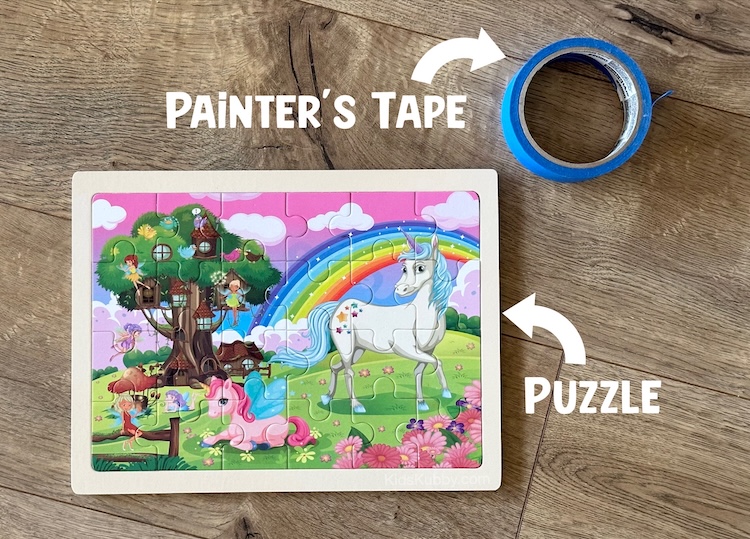 Are you ready for a fun indoor game for kids using items your already have around your house? Check out this simple to set up puzzle piece hunt activity where kids can use problem solving skills to hunt for the missing puzzle pieces. 