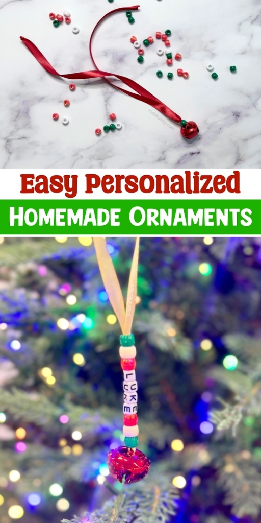 Step-by-step tutorial for how to make easy personalized DIY ornaments for kids.