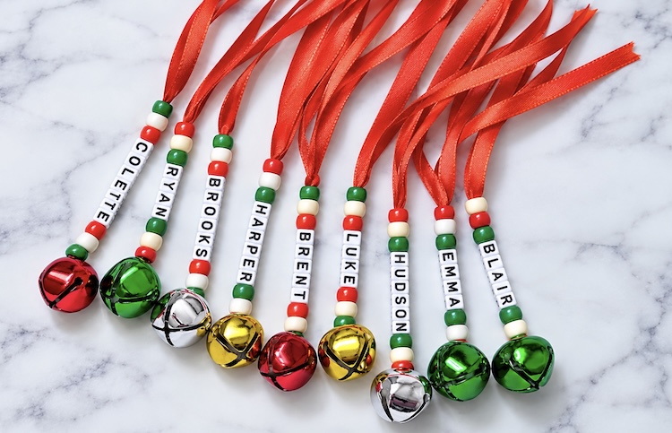 Check out this simple activity for kids using pony beads and jingle bells to make fun DIY ornaments.