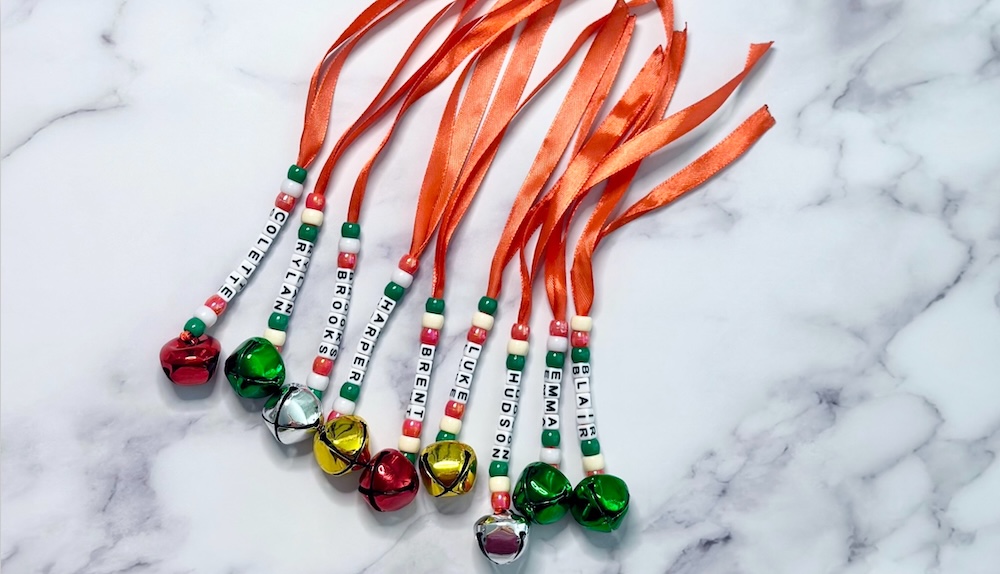 Check out this simple activity for kids using pony beads and jingle bells to make fun DIY ornaments.