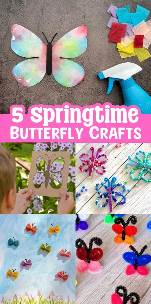 How to make 5 cute and easy butterfly crafts for kids of all ages. These simple to follow step-by-step tutorials are perfect to entertain bored kids at home or at school. 