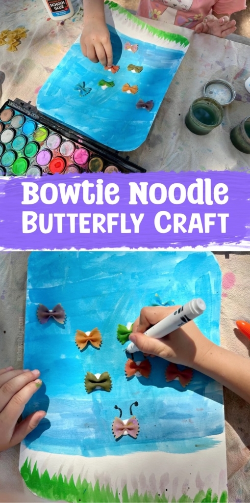 Easy and fun butterfly noodle craft that kids will love. An easy art project that's great for spring.