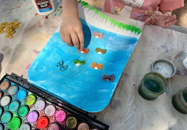 Creative and fun way to use noodles to make whimsical butterflies. This simple craft idea for kids is cheap and easy to make with supplies you already have at home.