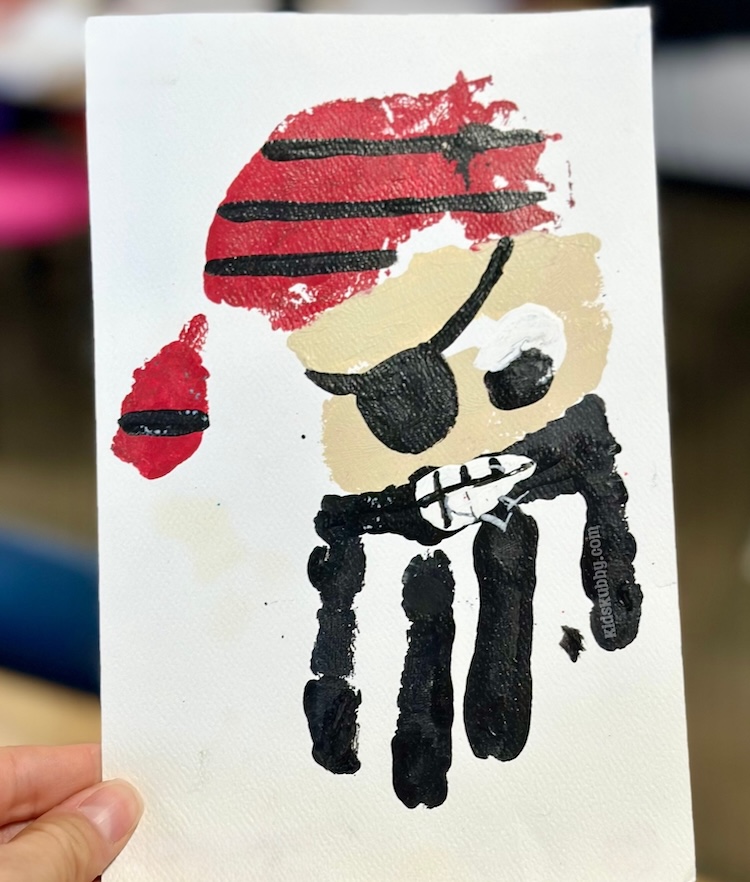Are you looking for the best boredom busting craft ever? Well this adorable handprint pirate is the perfect easy craft idea for kids. With minimal supplies and effort your kiddos can make a cute paper craft to hang around the house.