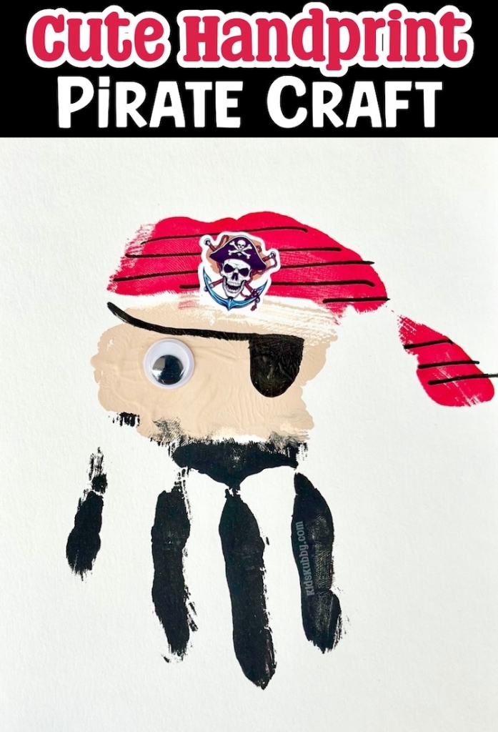 Check out this easy pirate themed art project for kids. This simple to make kids' craft is just so adorable. This may be the perfect paper craft for toddlers. Easy and cheap fun for kids.