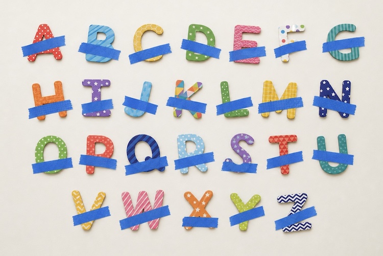 ABC alphabet learning game using painters tape and magnetic letters or wooden puzzle letters. Fun activity for preschoolers. 