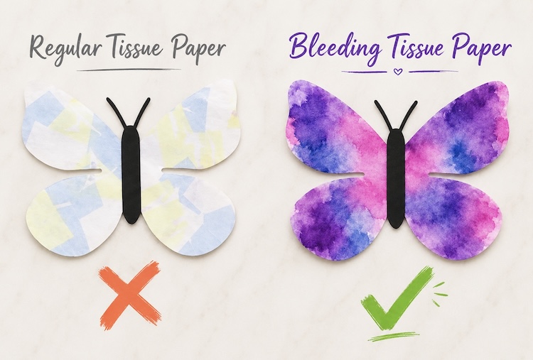 How to use bleeding tissue paper for vibrant and colorful crafts.