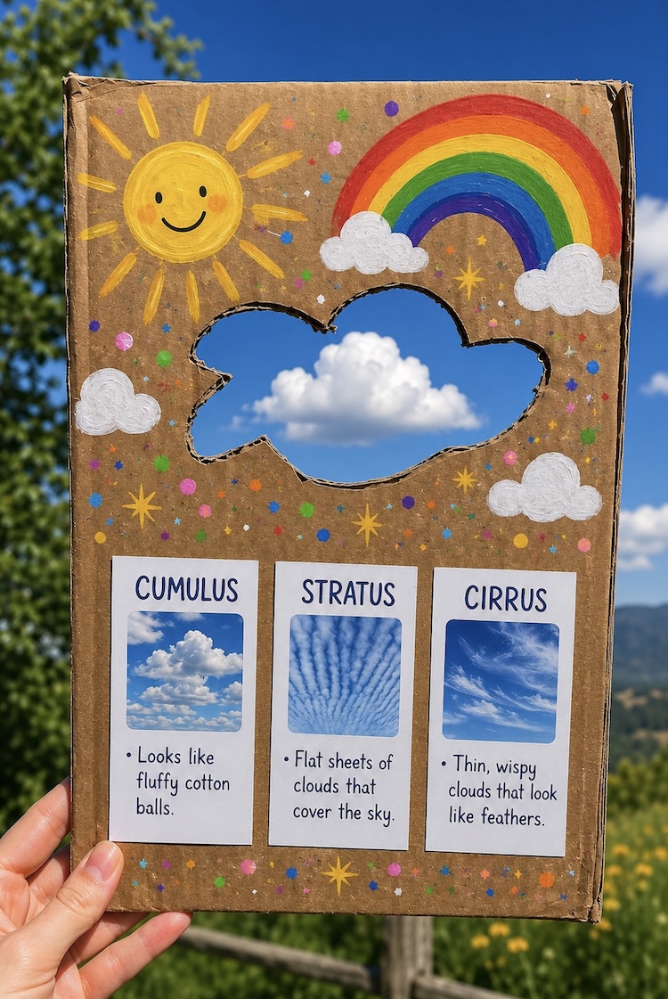 Teach your kids how to identify clouds with this fun outdoor learning activity. Fun for the park or backyard!